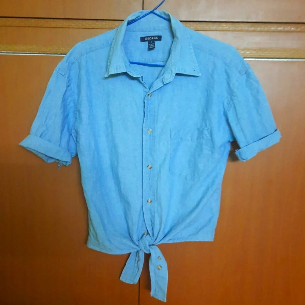 🌞Denim crop shirt - Picture 5 of 6